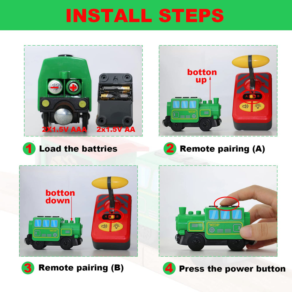 HANQIANN train set on wooden track provides durable, compatible playtime.