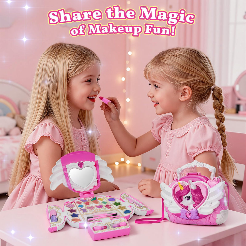 Hanroni unicorn makeup kit with mirror invites imaginative roleplay sessions.