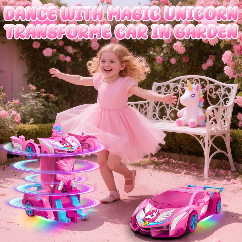 Hanroni Unicorn Transform RC Car performs fast 360° rotations for dynamic play.