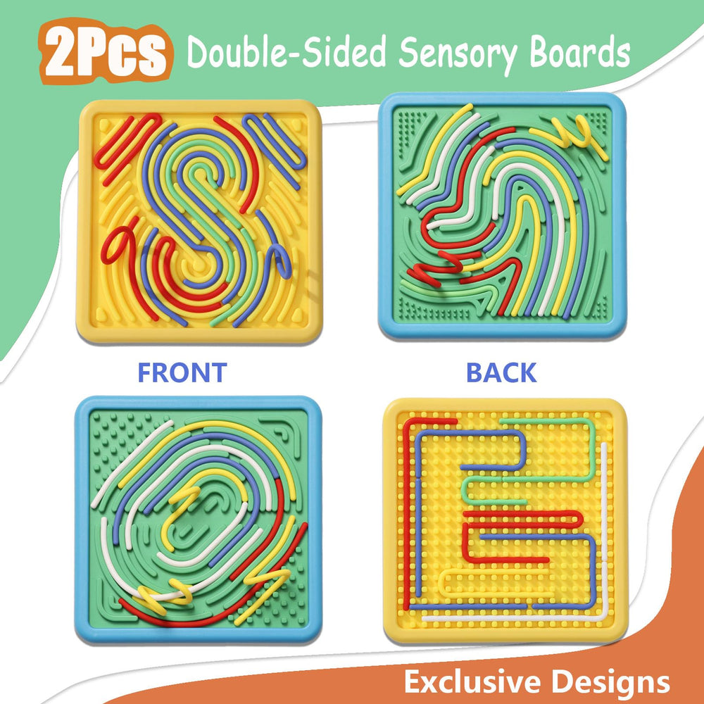 HAPATOYS Fidget Board with textured corners for focused play during travel.