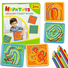 HAPATOYS sensory board double-sided design offers tactile exploration for calm focus.