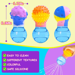 HAPATOYS textured bulb bath toys offering varied tactile surfaces