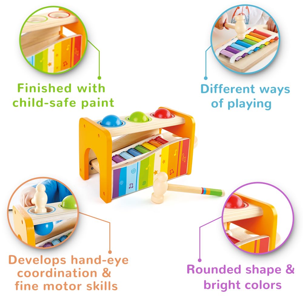 Hape Pound & Tap Bench wooden toy with solid wood construction