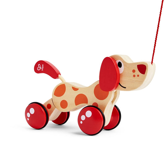 Hape Walk-A-Long Puppy front view for balance-friendly play