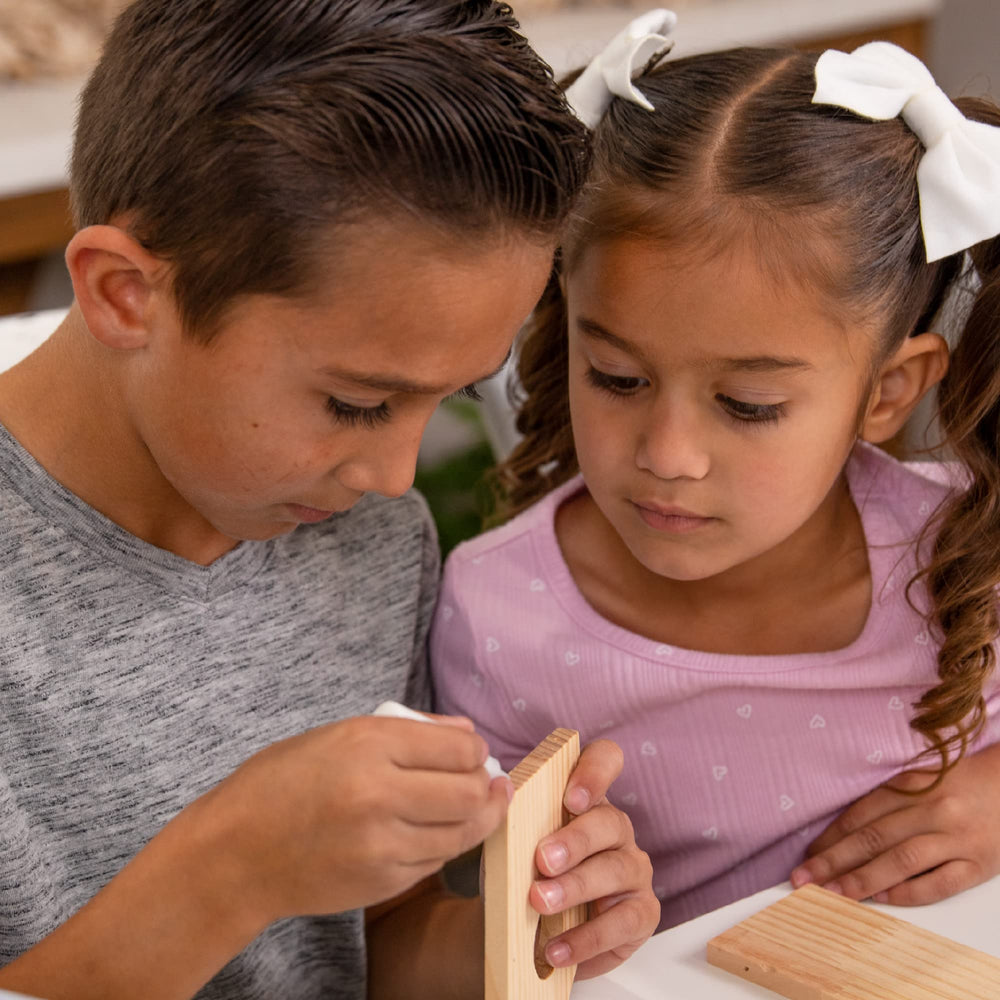 Hapinest child painting activity to personalize a birdhouse with color.