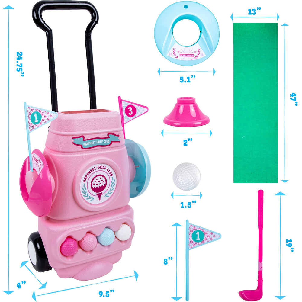 Hapinest toddler pink golf clubs designed for safe, beginner-friendly practice.