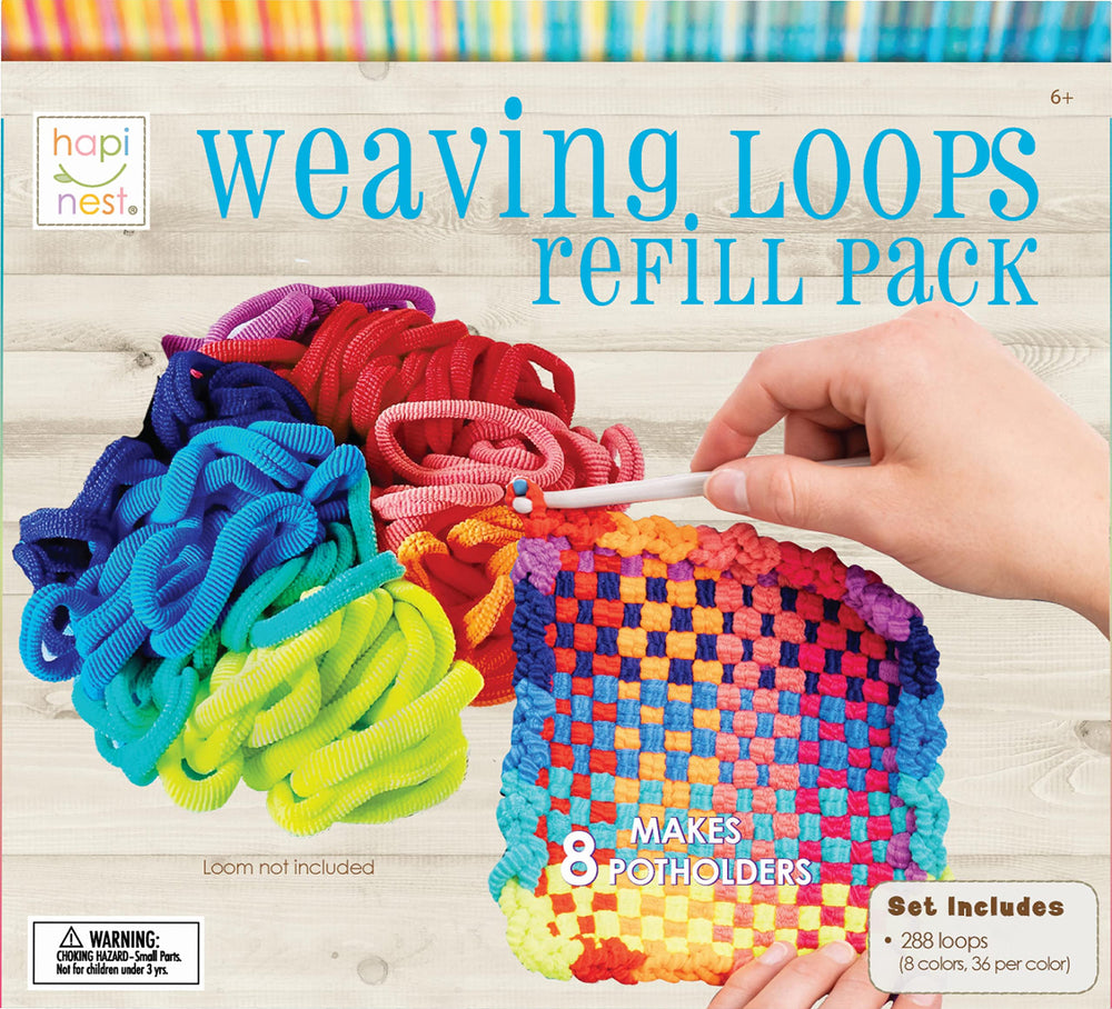 Hapinest loom loops with adjustable tension support flexible weaving.