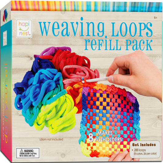 Hapinest potholder loom refill loops—bright colors for quick kid-friendly weaving.