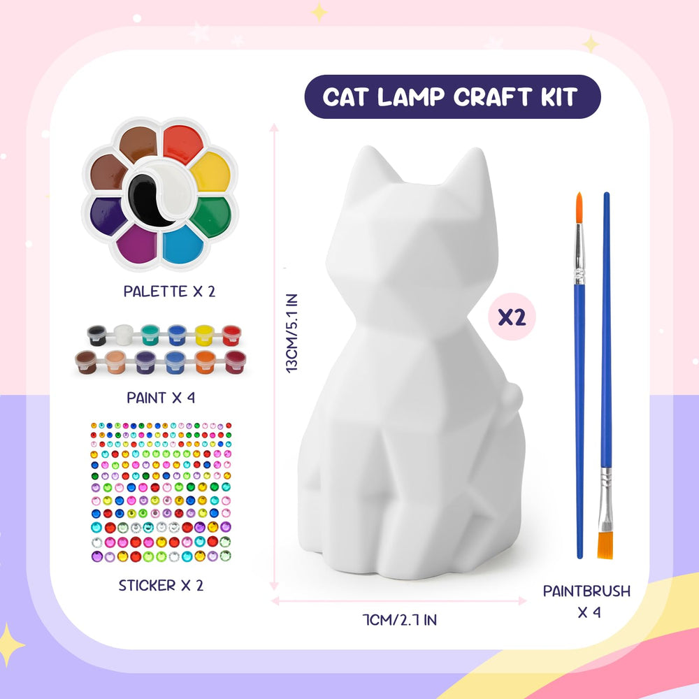 HAPMARS cat lamp kit paints and brushes for kids, enabling vibrant, kid-friendly crafts.