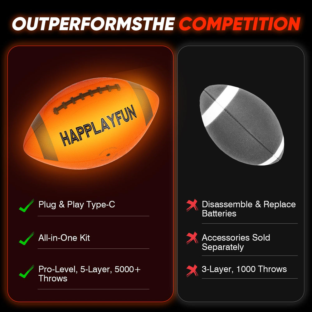 Happlayfun junior-sized football with rubber grip for easy handling.