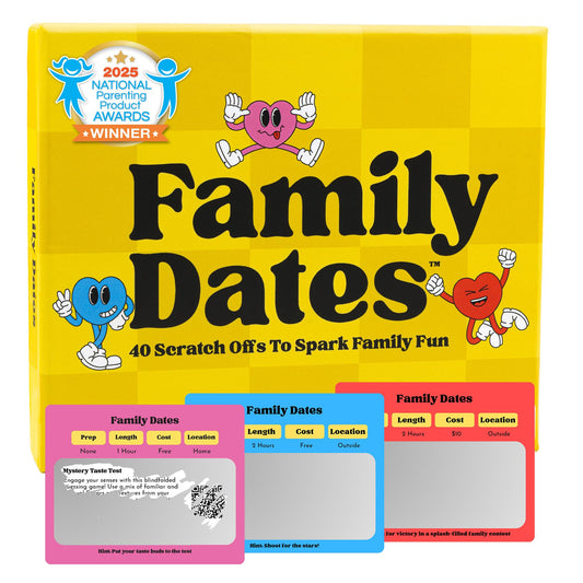 Happy Duo Family Dates scratch-off cards for family nights and screen-free fun