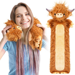 Happy Fuel Brown Highland Cow microwaveable plush for cozy nights