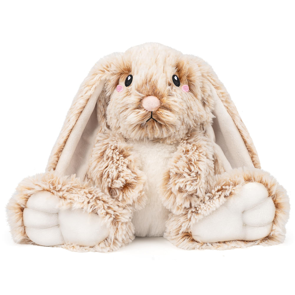 Happy Fuel Bunny microwavable stuffed animal offers cozy warmth on demand.
