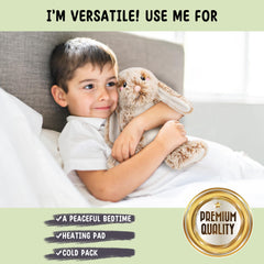 Happy Fuel Bunny with removable heating pad delivers customizable warmth.