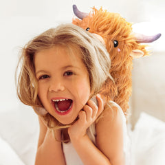 Happy Fuel Highland Cow 1.5-pound cuddle weight for cozy snuggles.