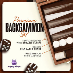 Happy Hippo backgammon contents box showcases the complete set