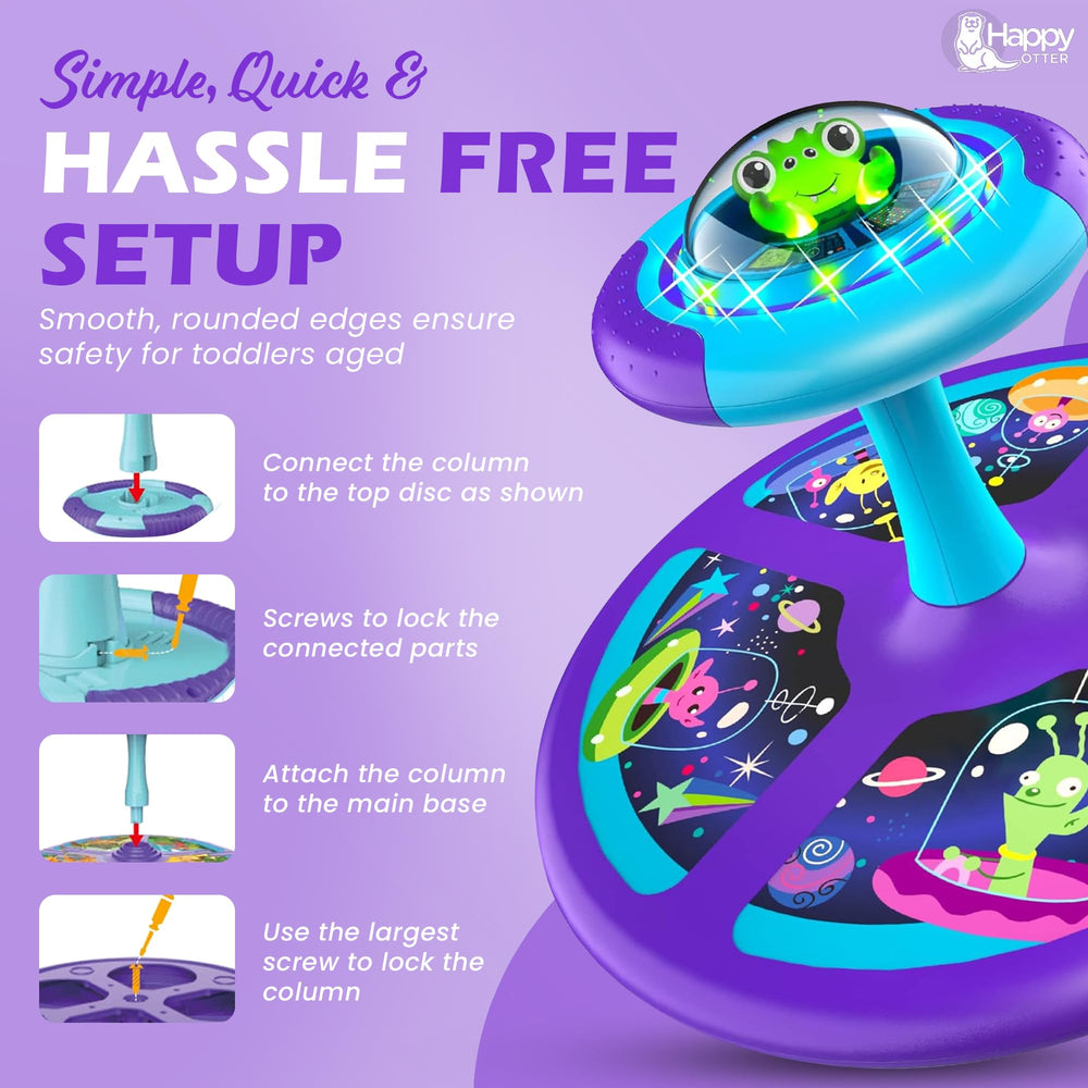 HAPPY OTTER Sit and Spin ABS-plastic body ensures durability for rough toddler play.