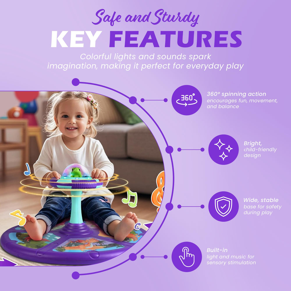 HAPPY OTTER Sit and Spin LED-lights highlight engaging visuals that attract toddlers.