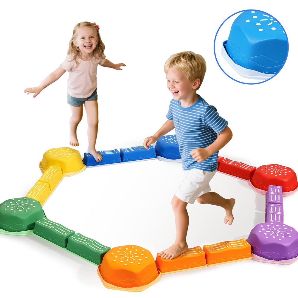 HappyField colorful stepping stone kit invites creative play and shape challenges.