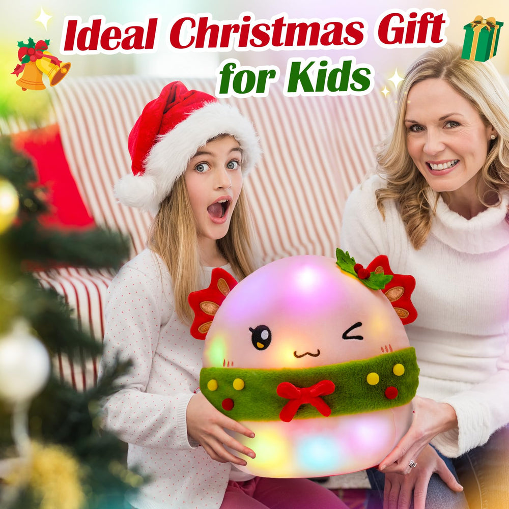 HappySpot LED glow axolotl plush with 15-minute timer for party ambiance