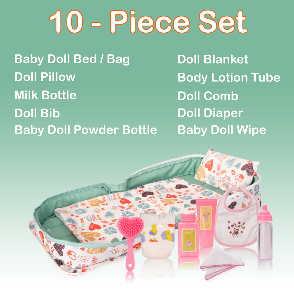 HappyVk Baby Doll Bed Set bassinet-ready image shows cozy cradle for bedtime-style play sessions.