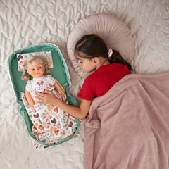 HappyVk Baby Doll Bed Set doll-pillow adds gentle support during pretend naps.