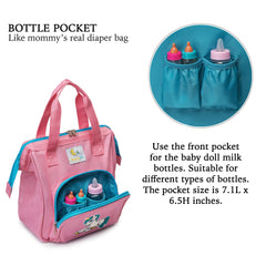 HappyVk Realistic Diaper Bag interior with roomy compartments for doll accessories.