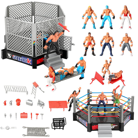 HAPTIME 32-piece wrestling toys with ring set for imaginative play and realistic match setups