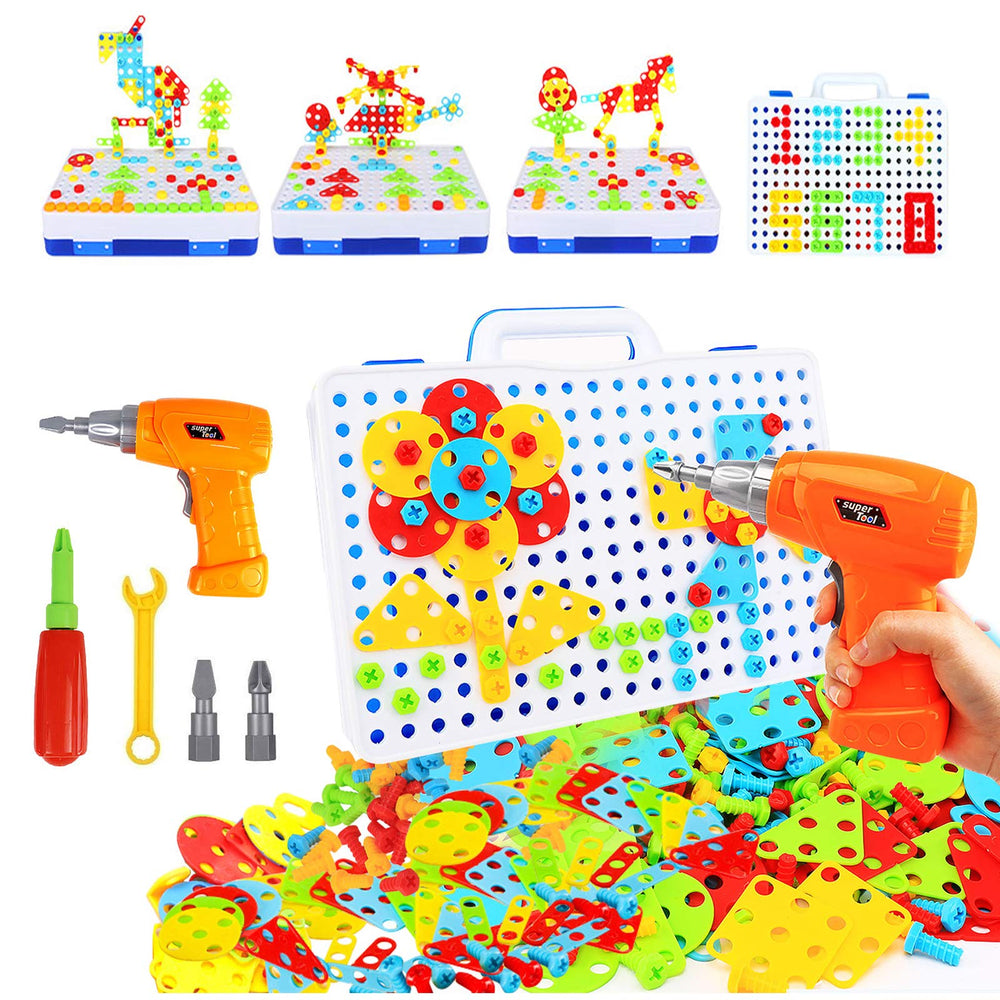 HAPTIME packaging view shows the complete drill toy set for imaginative play.