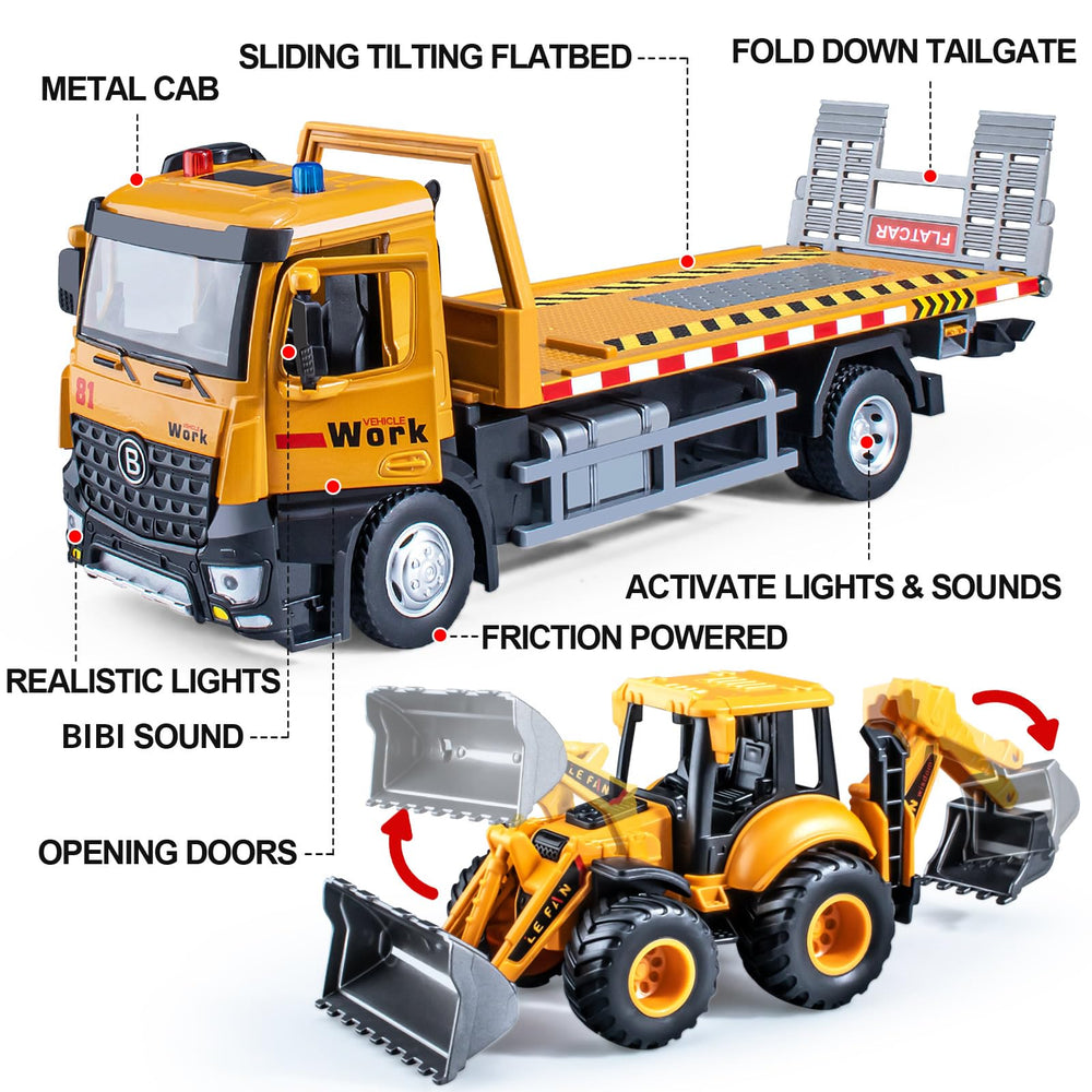 HAPYAD tow truck with lights and sounds enhances interactive pretend play.