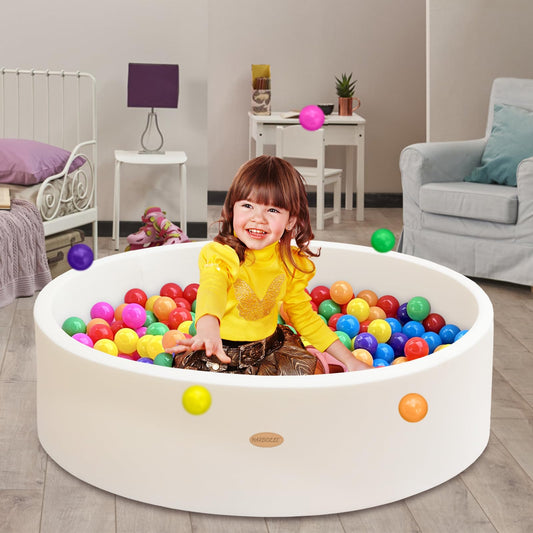 HARBOLLE Baby Ball Pit foam wall in white provides a soft, safe play zone.