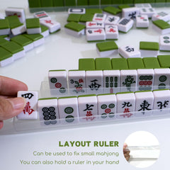 Dice and racks included for an authentic on-the-go Mahjong experience.