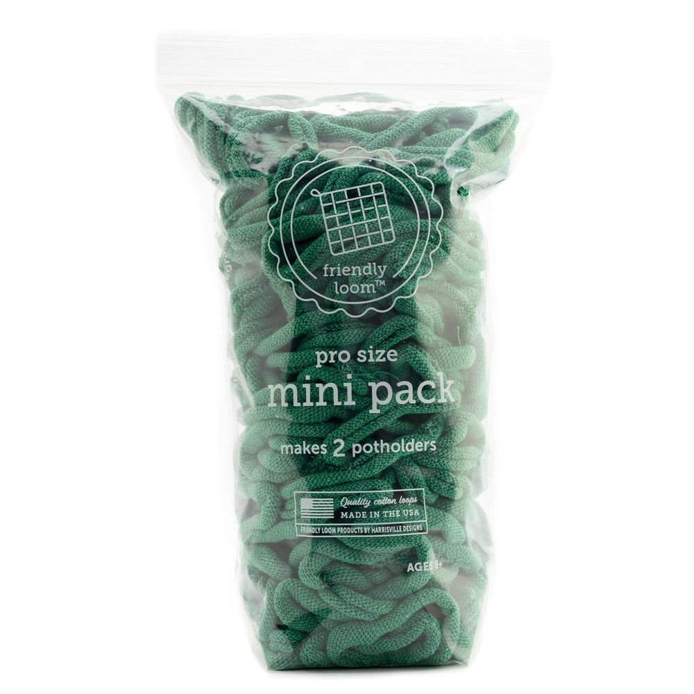 Harrisville Designs Friendly Loom green cotton loops for potholder weaving projects