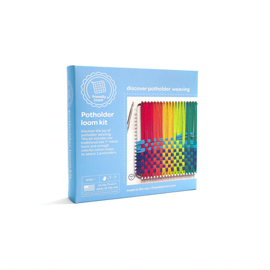 Harrisville Designs Friendly Loom 7x7 metal loom on a table for kids' weaving projects