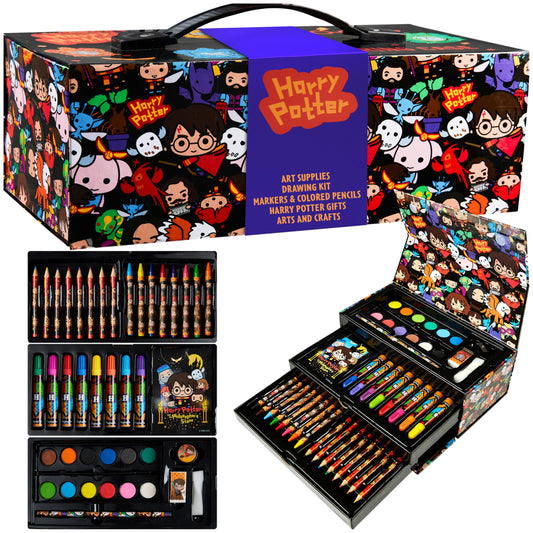 Harry Potter Gifts 130pcs colored pencils art set for kids' creative drawing sessions.