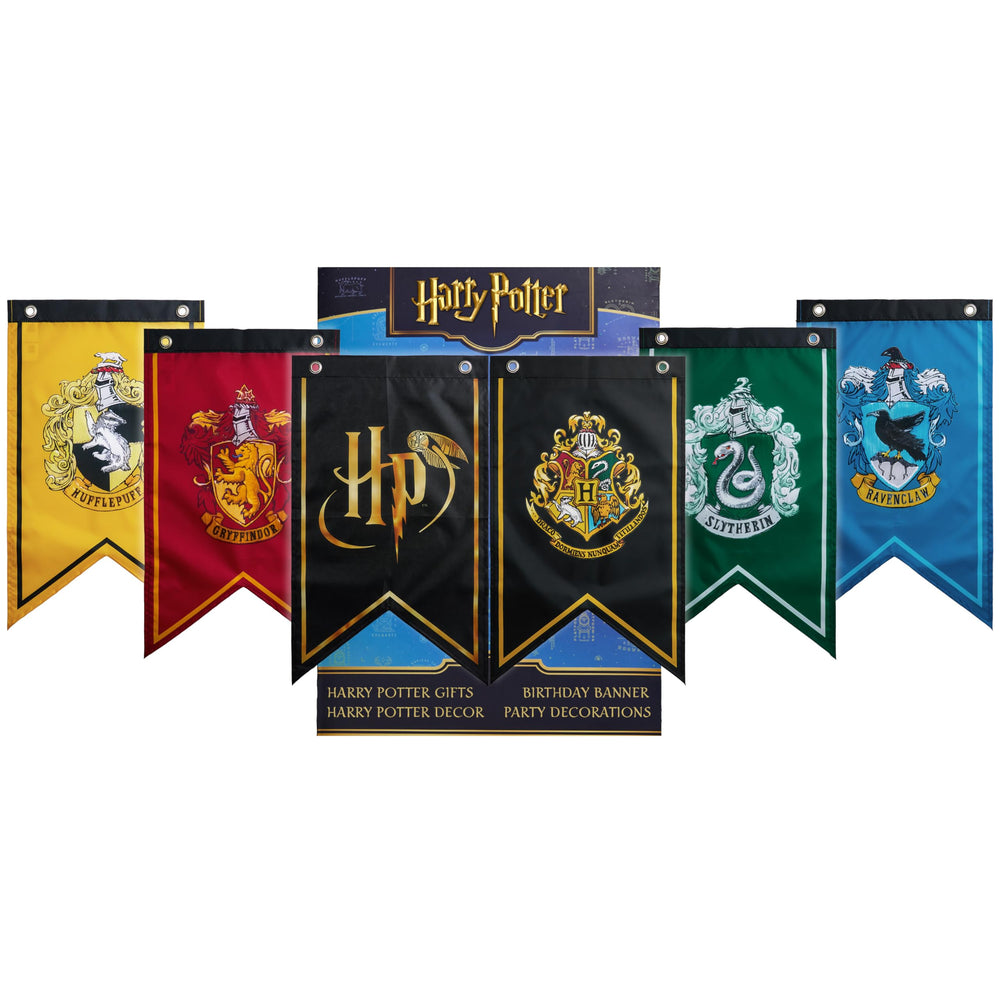 Harry Potter Gifts banner Gryffindor flag enhances birthday decor with vivid Hogwarts colors