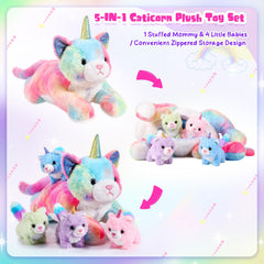 Harrycle Rainbow Caticorn plush close-up shows soft fur and cuddly texture.