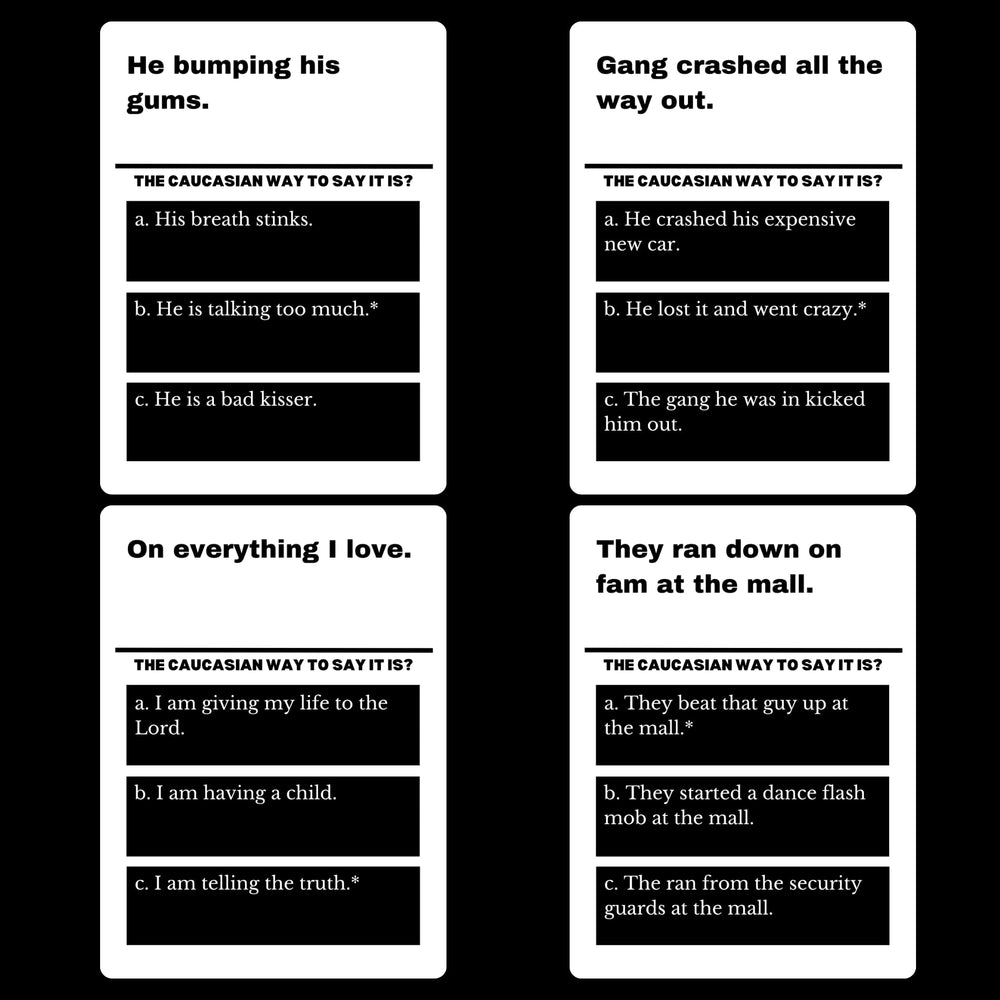 HARSTCO GAMES 99 Black Slang Phrases group playing during game night