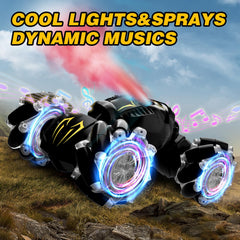 HarworLife 4WD gesture RC car with bright lights for night play.