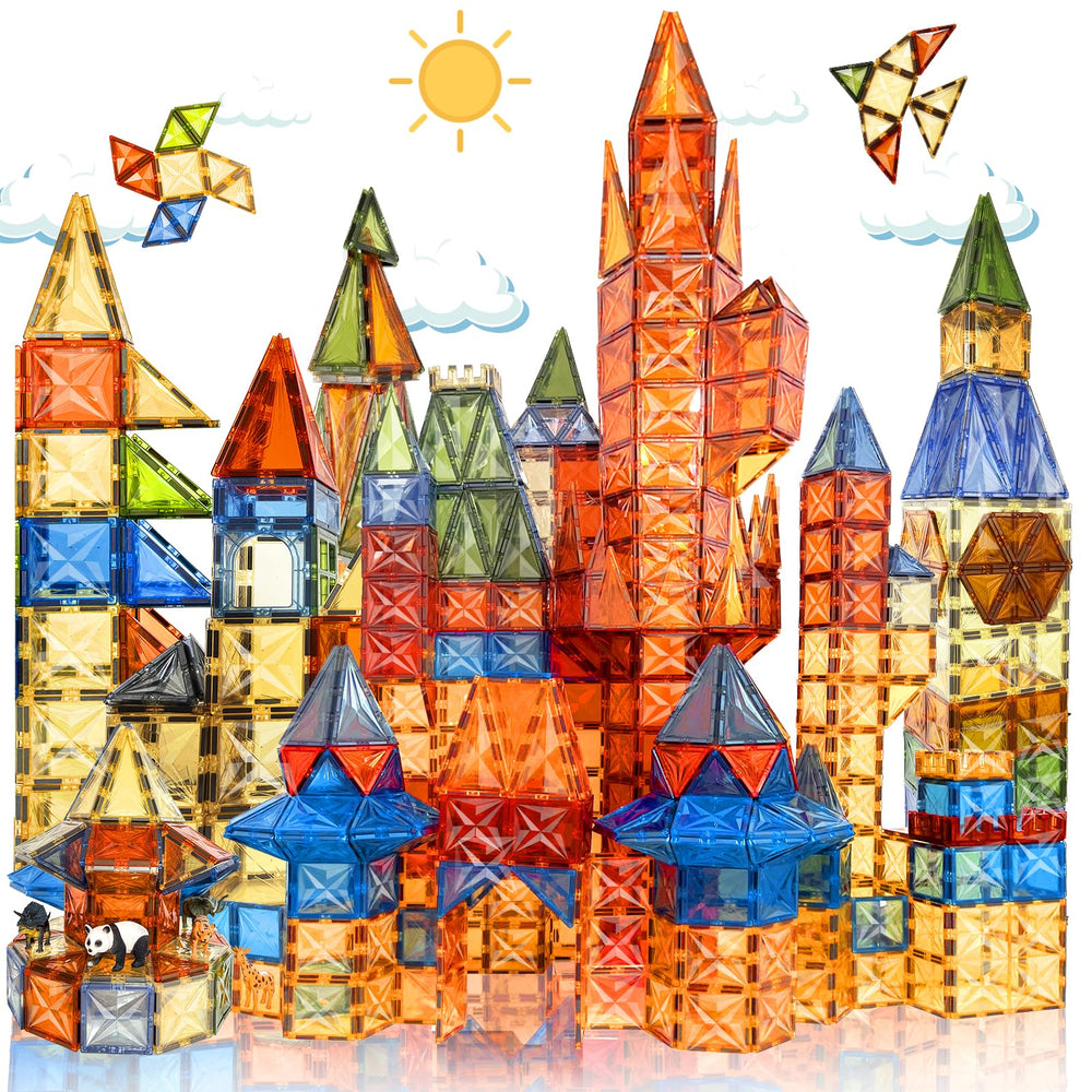 HarworLife magnetic tiles all-together layout boosts imagination and exploration