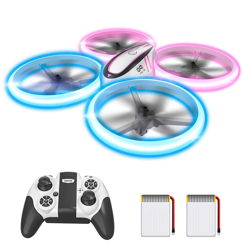 HASAKEE Q9s drone with blue-pink LED lights for exciting night flights.