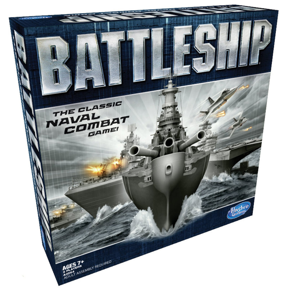 Hasbro Battleship classic board game play area for two players, enhances strategic thinking