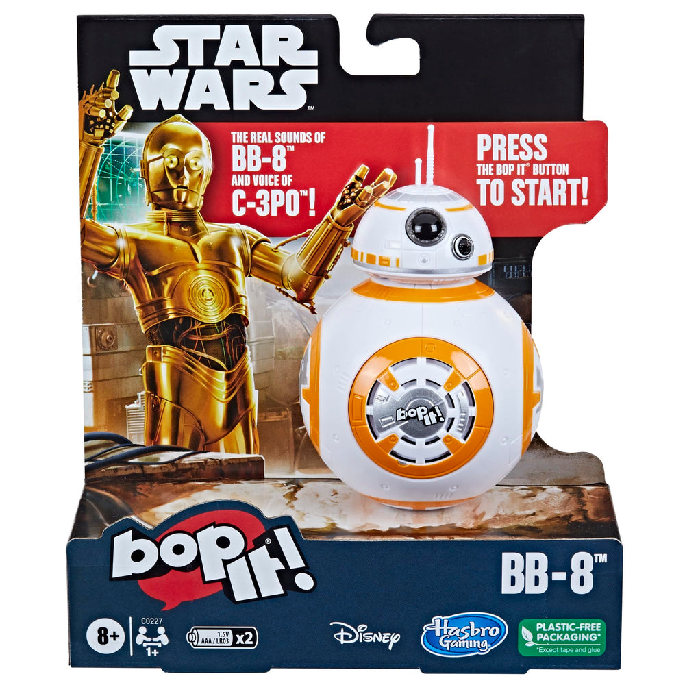 Hasbro Bop It! BB-8 Edition game unit with interactive commands for fast play.