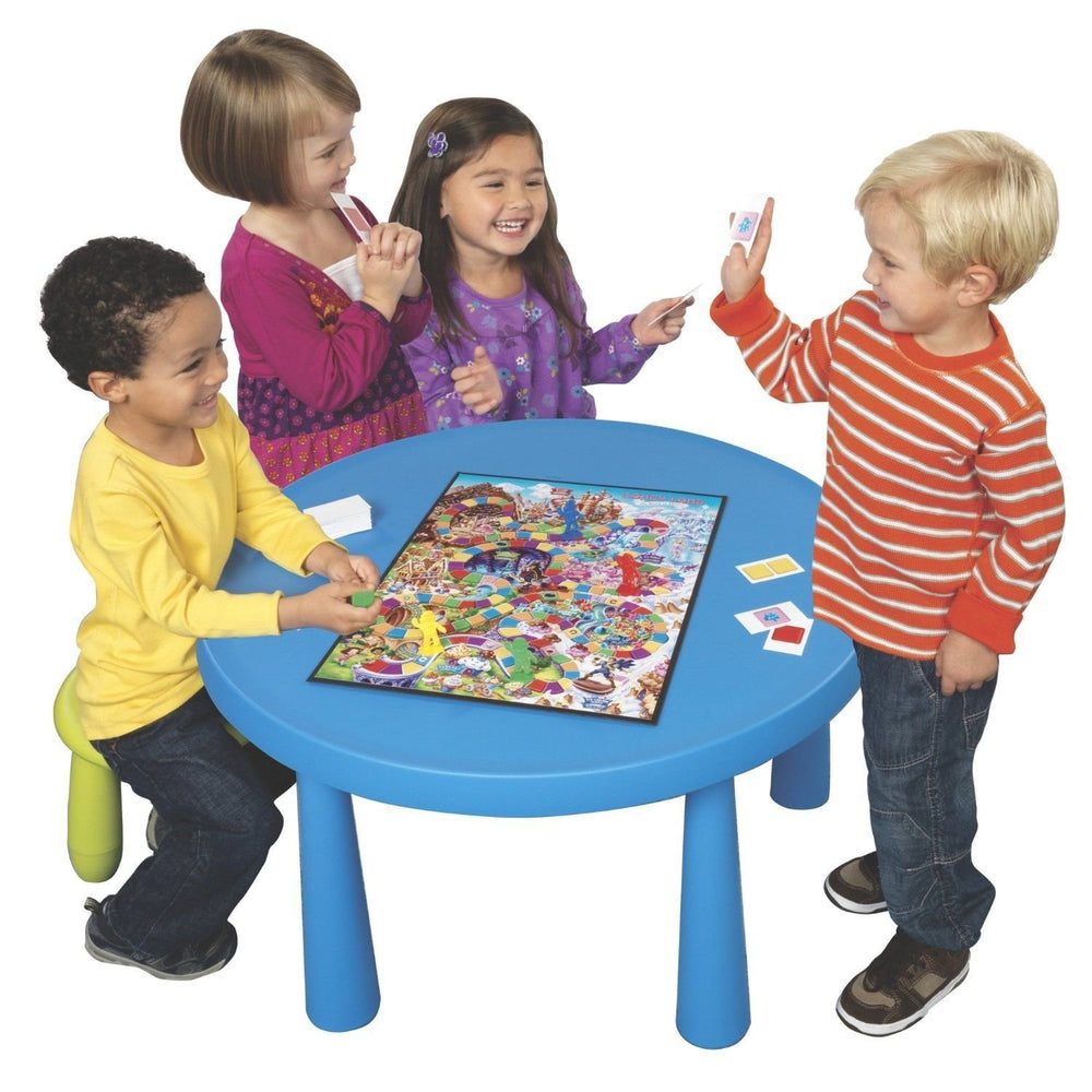 Hasbro Candy Land cards with color cues and symbols for non-readers.