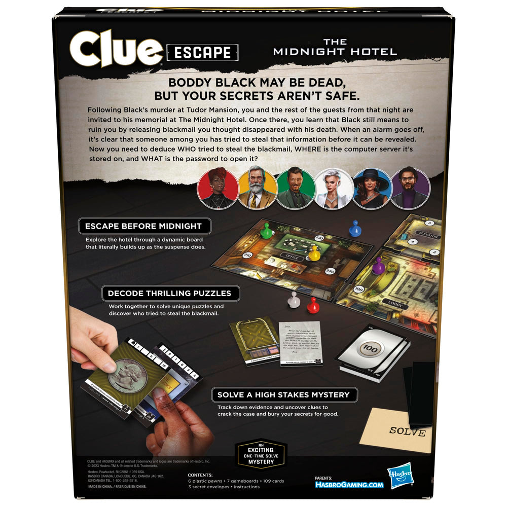 Hasbro Clue Escape Midnight Hotel 3D board unfolds gradually for immersive mystery