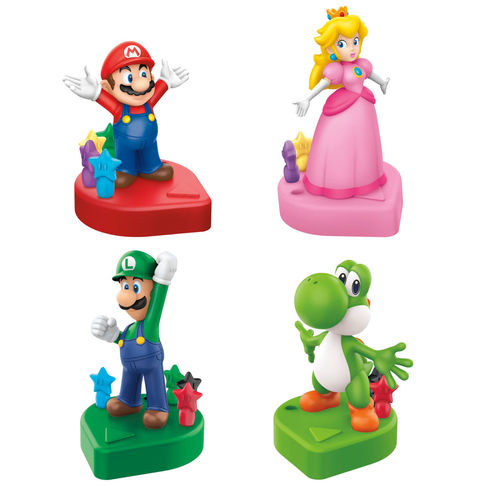 Yoshi figure beside tiles signals exploration in the Mushroom Kingdom.