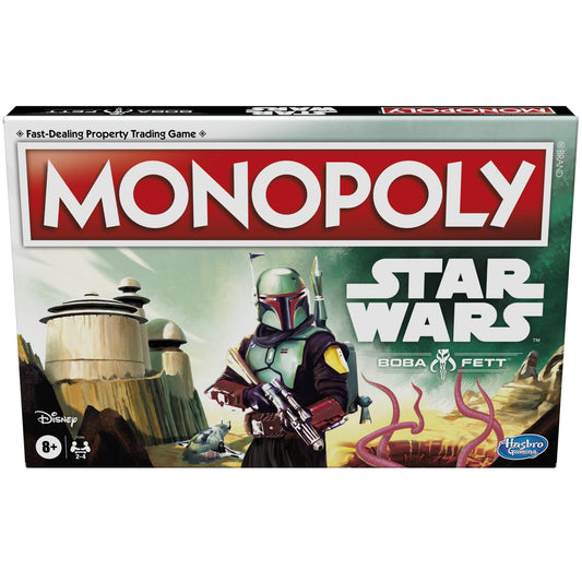 Hasbro Gaming Monopoly Star Wars Boba Fett Edition box front for family play