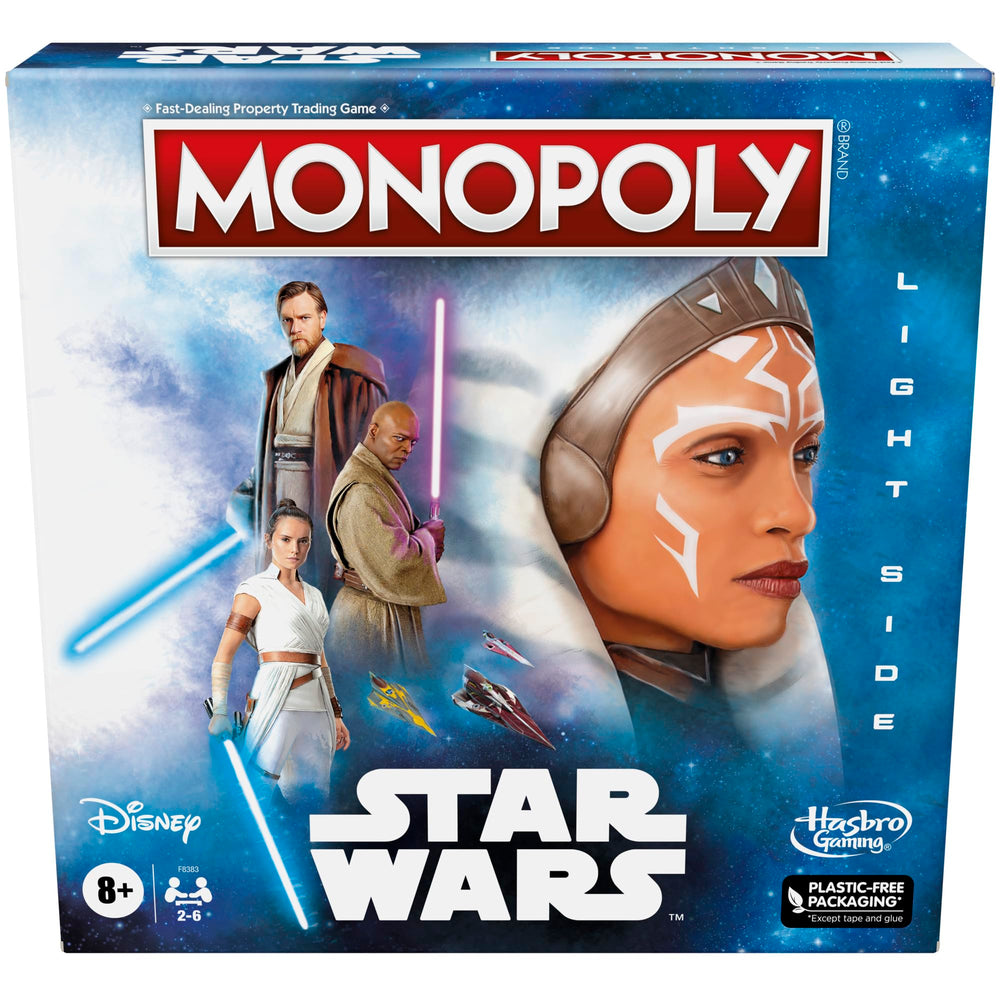 Hasbro Gaming Monopoly Star Wars Light Side tokens feature six Jedi-inspired characters for play variety.