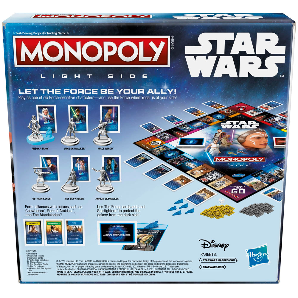 Hasbro Gaming Monopoly Star Wars Light Side Yoda guide token activates character powers.