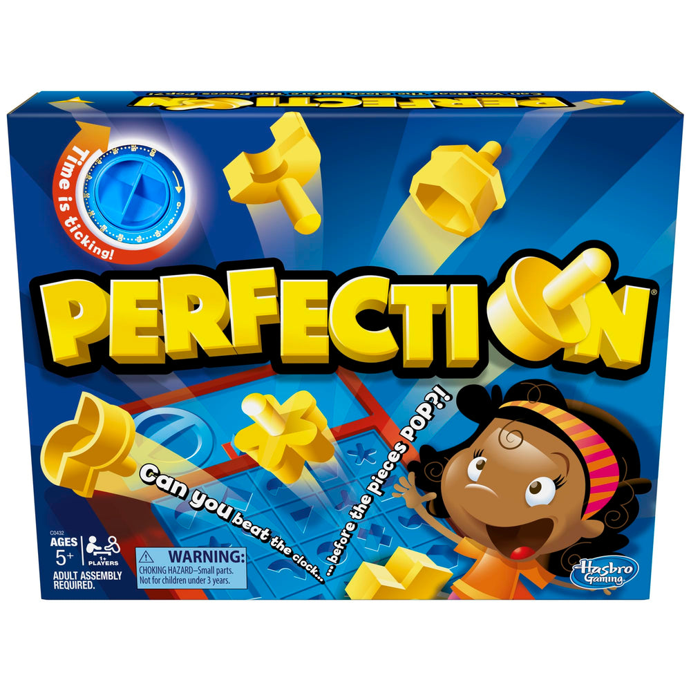Hasbro Gaming Perfection tray with shapes for fast-paced shape matching and focus